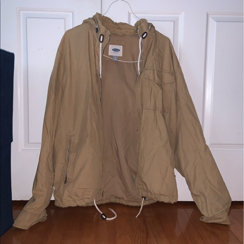 Old Navy Tan Brown Hooded Utility Jacket - image 1